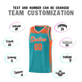 Custom Aqua Orange Graffiti Pattern Sports Uniform Basketball Jersey